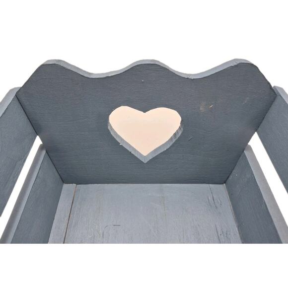 Handcrafted Country Blue Wood Crate Heart Cutouts 12x9x5" - Picture 8 of 9